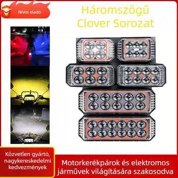LED motorkerékpár fényszóró háromoldalas négylevelű lóhere dizájnnal, magas és alacsony sugár, külső felszerelés