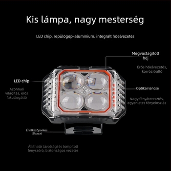 LED motorkerékpár fényszóró háromoldalas négylevelű lóhere dizájnnal, magas és alacsony sugár, külső felszerelés