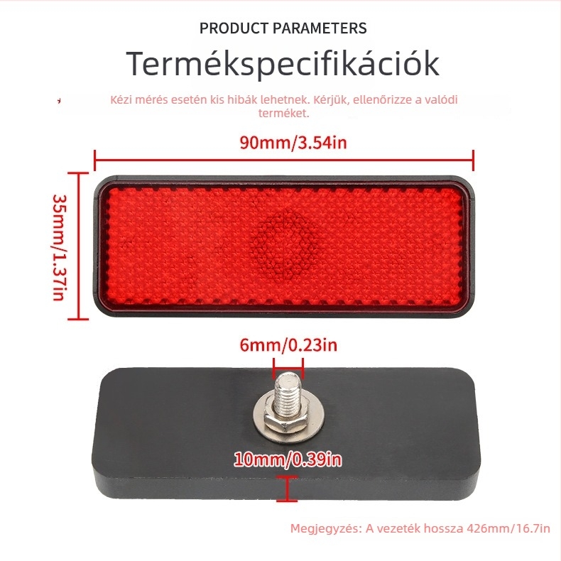 Motorkerékpár téglalap alakú LED-reflektor LED modullal, 12V, 1,5W, 3000K, 50 000 óra élettartam