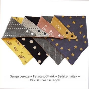 Koreai stílusú pamut háromszög babáknak, kétoldalas, nyálzsebbel, unisex, 0–5 év