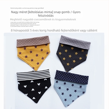 Koreai stílusú pamut háromszög babáknak, kétoldalas, nyálzsebbel, unisex, 0–5 év