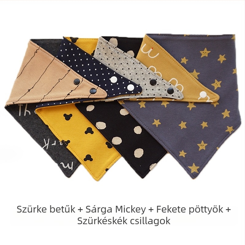 Koreai stílusú pamut háromszög babáknak, kétoldalas, nyálzsebbel, unisex, 0–5 év