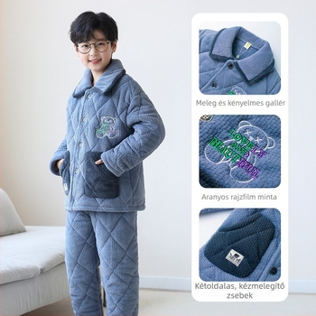 LuLu Cow téli gyerekeknek fiúknak pizsama, flanel, háromrétegű béléses fleece