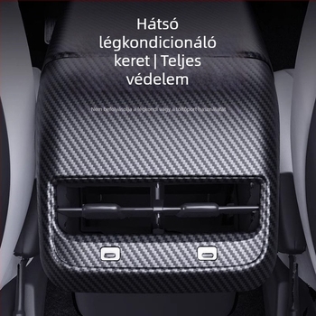 Tesla Model 3/Y Karbonszálas kartámaszfedél és hátsó légkivezető védőfedél – Belső módosítási kiegészítő