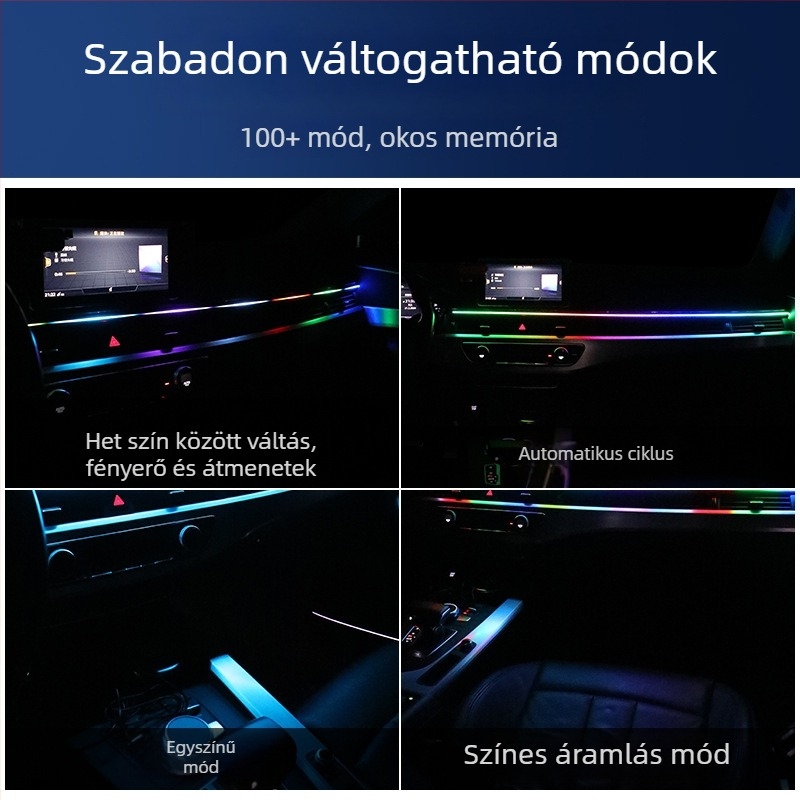 Autó központi panel LED atmoszferikus világítás, akril anyag, 3W, 5V, 0,15A