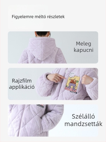 Téli lányos gyerek pizsama készlet, korall plüss háromrétegű tömött, vastag és meleg, otthoni viselet flanelből