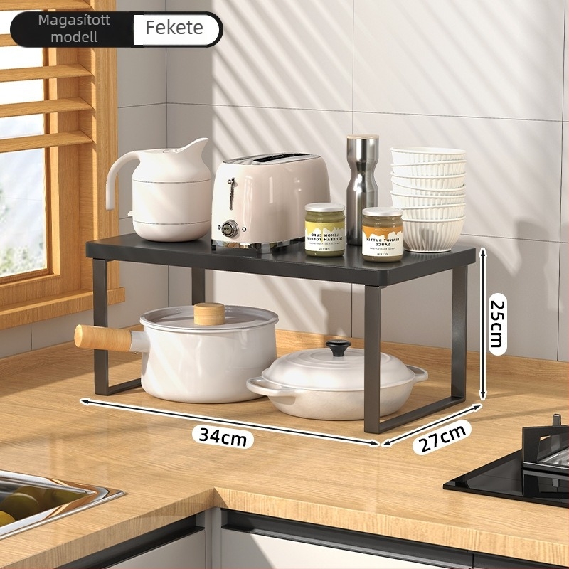 Fából készült konyhai mikrohullámú sütő polc — multifunkcionális, többszintes, a munkalapra helyezhető