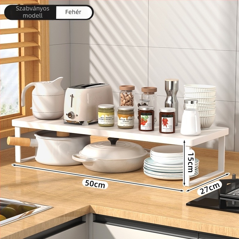 Fából készült konyhai mikrohullámú sütő polc — multifunkcionális, többszintes, a munkalapra helyezhető
