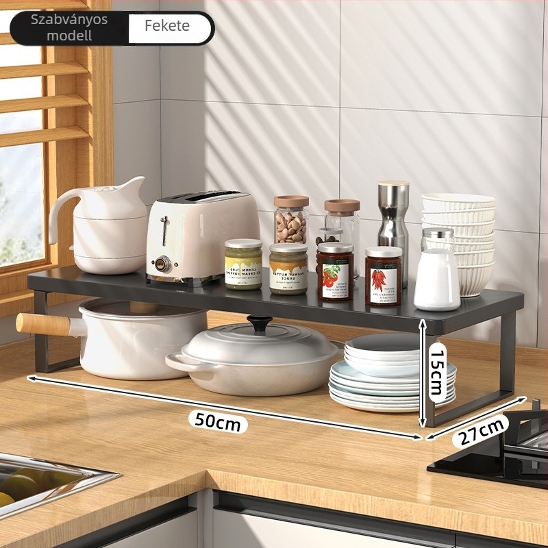 Fából készült konyhai mikrohullámú sütő polc — multifunkcionális, többszintes, a munkalapra helyezhető
