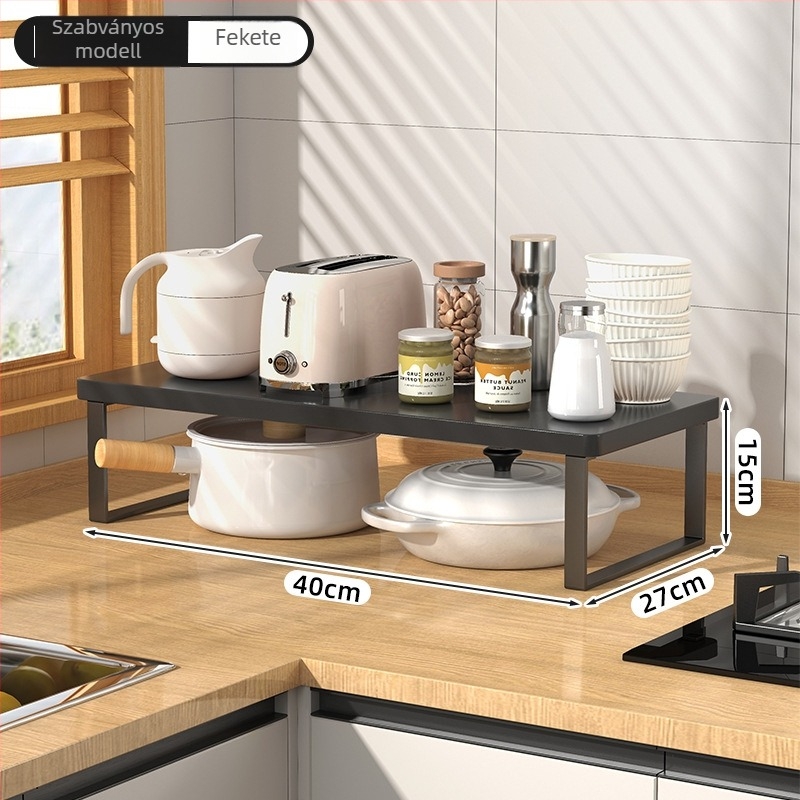 Fából készült konyhai mikrohullámú sütő polc — multifunkcionális, többszintes, a munkalapra helyezhető