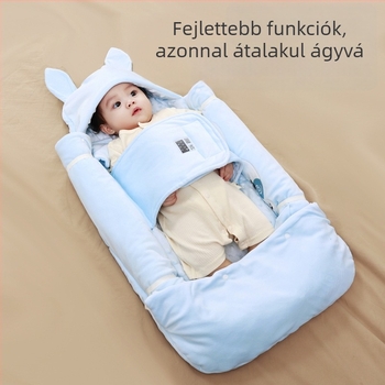 Hálózsák baba számára, téli használatra, dizájn ujjak quilt-stílusban, korall plüss anyag, töltet poliészter-pamut, rajzfilm minta