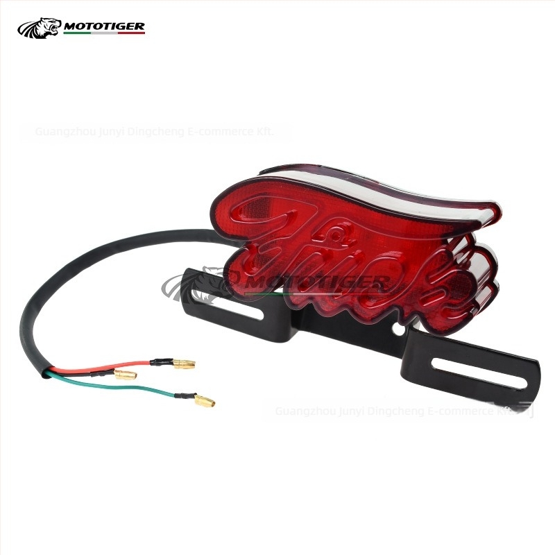 Motorkerékpár hátsó lámpa MTG-9041, retro LED, rendszámvilágítással, 12V, ABS