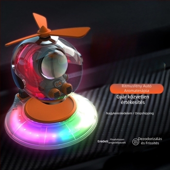 Autó aroma diffúzor környezeti fény és hangvezérlés mellett | műanyag, 5–10 mL, óceán illat, párolgási idő 1–15 nap, élettartam 3 év