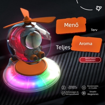 Autó aroma diffúzor környezeti fény és hangvezérlés mellett | műanyag, 5–10 mL, óceán illat, párolgási idő 1–15 nap, élettartam 3 év