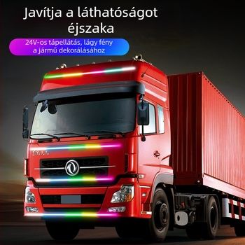 Kamion LED folyó fénycsík a hűtőmaszkra, RGB, 12V–24V, többszínű villogó és folyó fényhatás