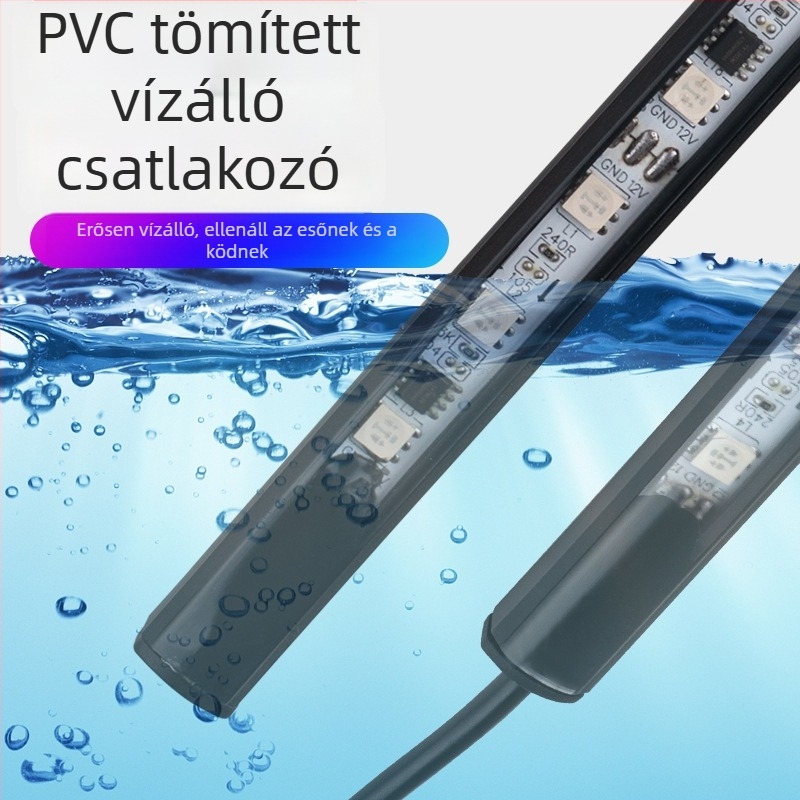 Kamion LED folyó fénycsík a hűtőmaszkra, RGB, 12V–24V, többszínű villogó és folyó fényhatás