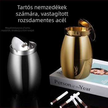 Tölcsér alakú hamutál 304 rozsdamentes acélból, hamu kilövése elleni kialakítás, modern minimalist dizájn, újrafelhasználható