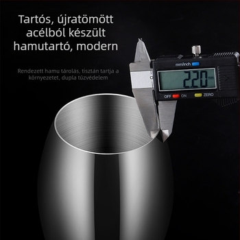 Tölcsér alakú hamutál 304 rozsdamentes acélból, hamu kilövése elleni kialakítás, modern minimalist dizájn, újrafelhasználható