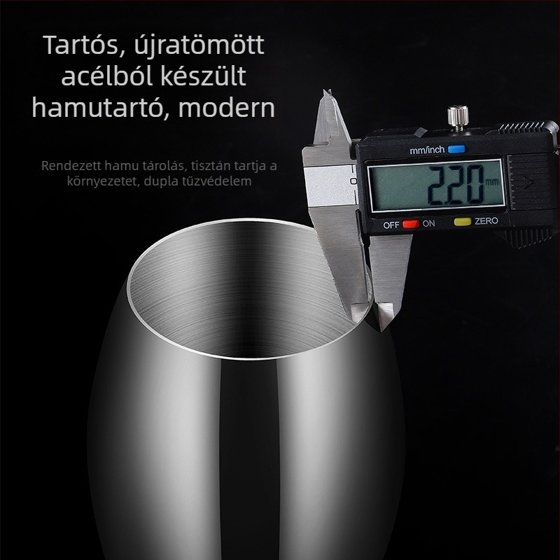 Tölcsér alakú hamutál 304 rozsdamentes acélból, hamu kilövése elleni kialakítás, modern minimalist dizájn, újrafelhasználható