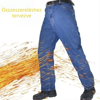 Férfi egyenes szabású hegesztőmunkásnadrág, védelem az égési sérülések ellen, kopásálló, vastag poliészter anyag