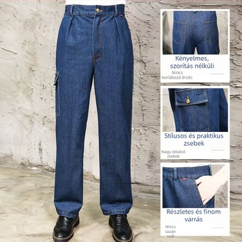 Férfi egyenes szabású hegesztőmunkásnadrág, védelem az égési sérülések ellen, kopásálló, vastag poliészter anyag