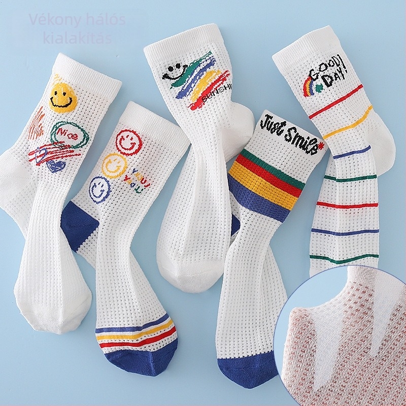 Gyerek zokni, ultra vékony, csíkos minta, középső cső, pamut 50–70%, tavasz–nyár, uniszex