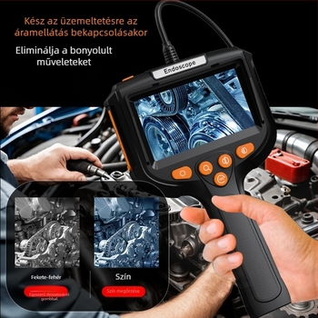 Kézi ipari endoszkóp P200, HD kijelzővel, 2 MP felbontás, 70° látómező, IP67 vízálló