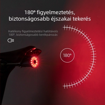 Kerékpár hátsó lámpa intelligens fékjelzővel és figyelmeztető fénnyel éjszakai bringázáshoz - ROCKBROS