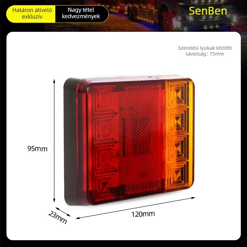 LED hátsó lámpa teherautók, utánfutók és RV-k számára – 8-LED modell; 12-24V DC; 30W; 9800 lm