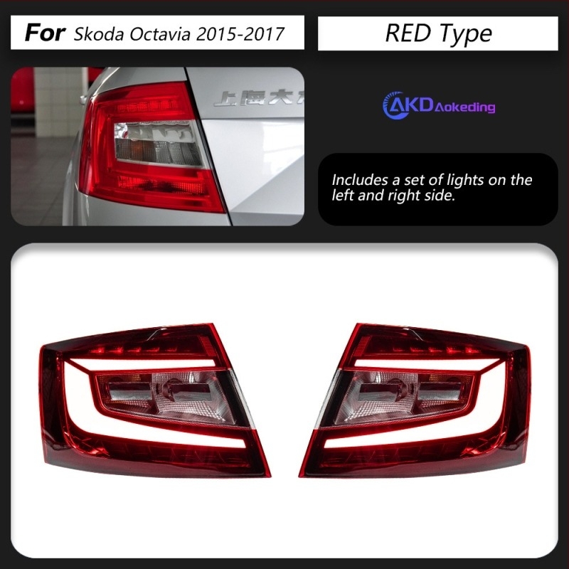 Skoda Octavia hátsó lámpa készlet — LED fényforrás, Aokeding márka, kompatibilis Skoda Octavia