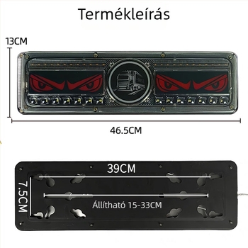 12V/24V teherautó-trailer LED hátsó lámpa, magas fényerő, folyóvíz effekt, oroszlánszem dizájn, vízálló, anti-ütközés hátul, fék- és ködfény