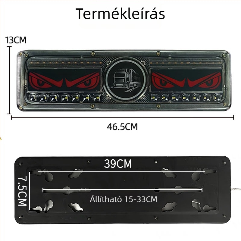 12V/24V teherautó-trailer LED hátsó lámpa, magas fényerő, folyóvíz effekt, oroszlánszem dizájn, vízálló, anti-ütközés hátul, fék- és ködfény