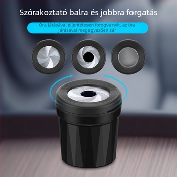 Fém- és műanyag autó- és asztali hamutartó, újrahasználható, egy kattintásos forgó fedél, logó nyomtatás elérhető, személyre szabható ajándék
