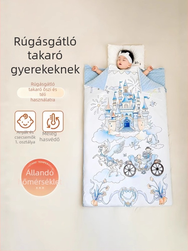 Gyerekeknek szóló, teljes körű alvózsák hasvédővel, vastag plüss anyag őszi-téli szezonra