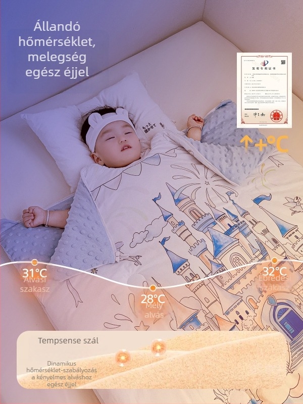 Gyerekeknek szóló, teljes körű alvózsák hasvédővel, vastag plüss anyag őszi-téli szezonra