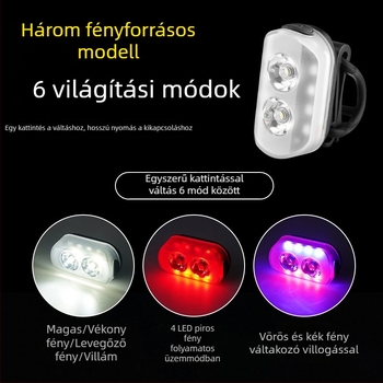 Elülső és hátsó kerékpár világítás készlet, USB-C töltés, 300 mAh, vízálló, gyorskioldó rögzítés, hegymászó kerékpár éjszakai közlekedéshez