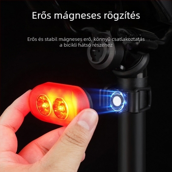 Elülső és hátsó kerékpár világítás készlet, USB-C töltés, 300 mAh, vízálló, gyorskioldó rögzítés, hegymászó kerékpár éjszakai közlekedéshez
