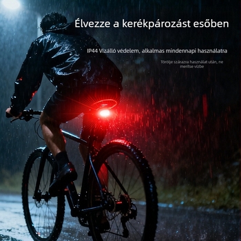 Elülső és hátsó kerékpár világítás készlet, USB-C töltés, 300 mAh, vízálló, gyorskioldó rögzítés, hegymászó kerékpár éjszakai közlekedéshez