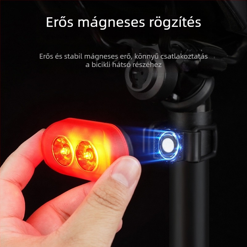 Elülső és hátsó kerékpár világítás készlet, USB-C töltés, 300 mAh, vízálló, gyorskioldó rögzítés, hegymászó kerékpár éjszakai közlekedéshez