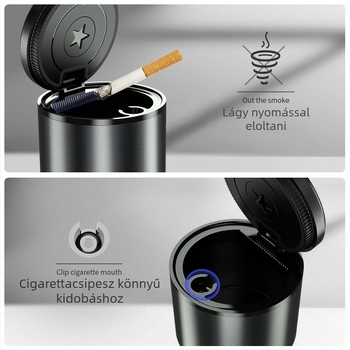 Autóhamutartó fedéllel (Anyag: Alumínium ötvözet + ABS; Márka: BEN.JACK/Binney; Modell BAL180007; Használat: belső autóhasználat; Gyártási folyamat: Casting)