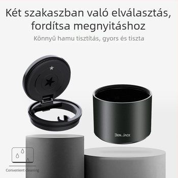 Autóhamutartó fedéllel (Anyag: Alumínium ötvözet + ABS; Márka: BEN.JACK/Binney; Modell BAL180007; Használat: belső autóhasználat; Gyártási folyamat: Casting)