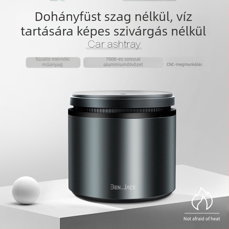 Autóhamutartó fedéllel (Anyag: Alumínium ötvözet + ABS; Márka: BEN.JACK/Binney; Modell BAL180007; Használat: belső autóhasználat; Gyártási folyamat: Casting)