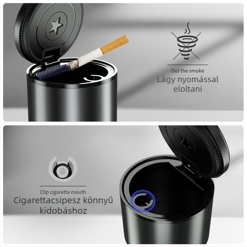 Autóhamutartó fedéllel (Anyag: Alumínium ötvözet + ABS; Márka: BEN.JACK/Binney; Modell BAL180007; Használat: belső autóhasználat; Gyártási folyamat: Casting)