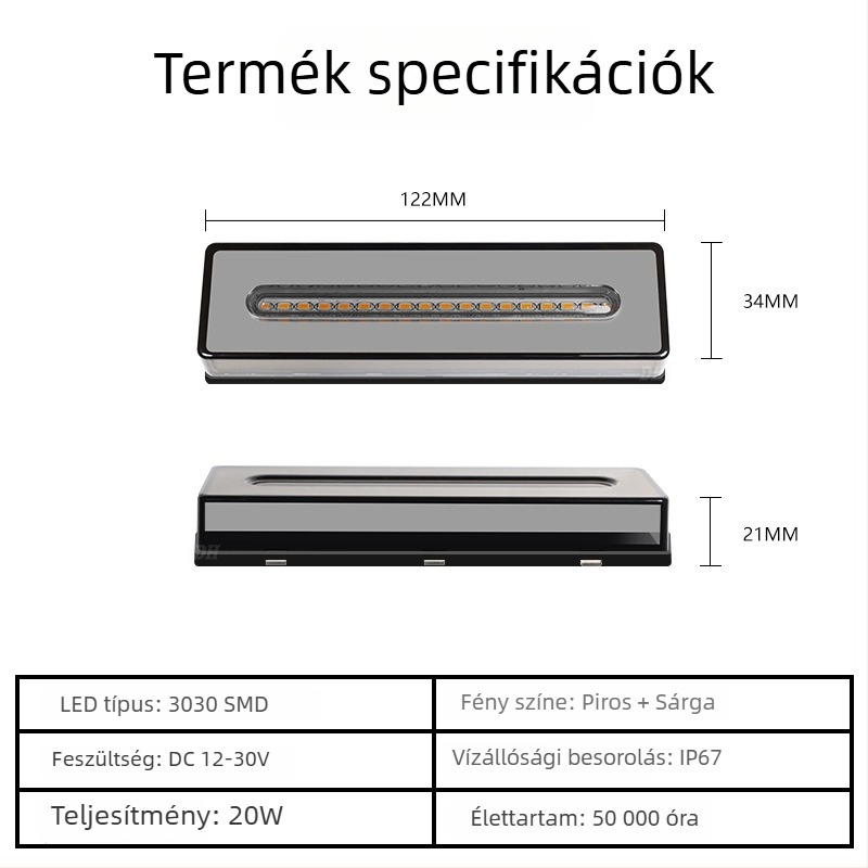 LED hátsó lámpa Type D, 10-30V, 500LM, 3500K