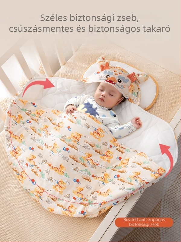 Újszülöttek hálózsák, boríték-stílus, pamut anyag & bélés 95%+, poliészter töltet, állatmintás
