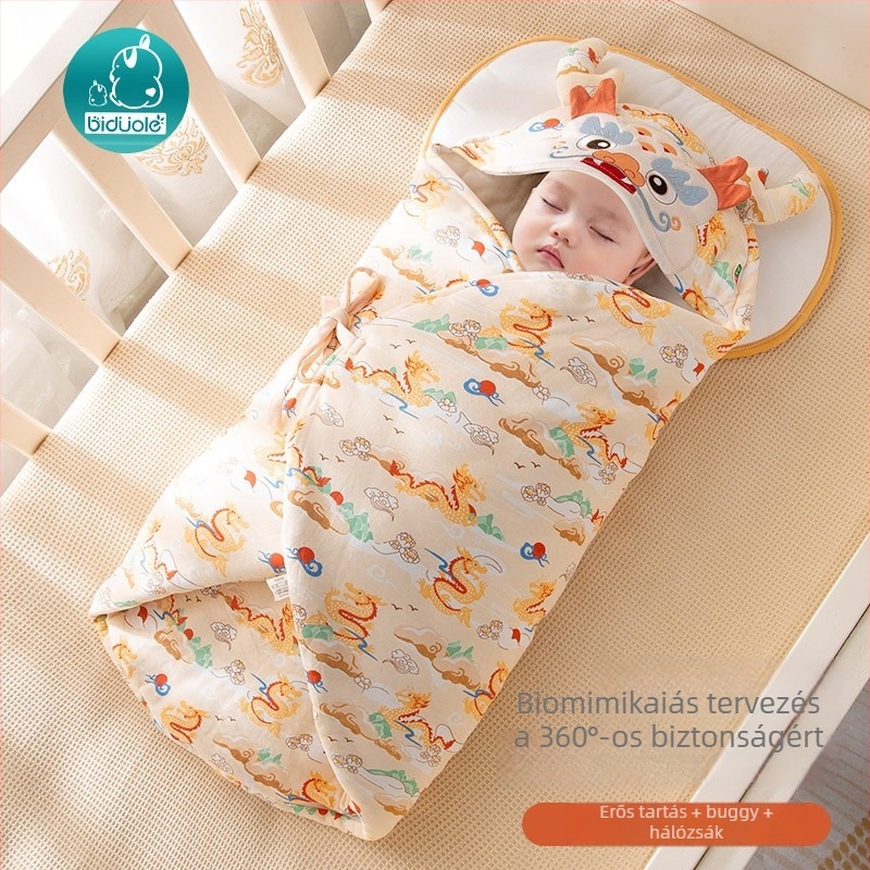 Újszülöttek hálózsák, boríték-stílus, pamut anyag & bélés 95%+, poliészter töltet, állatmintás