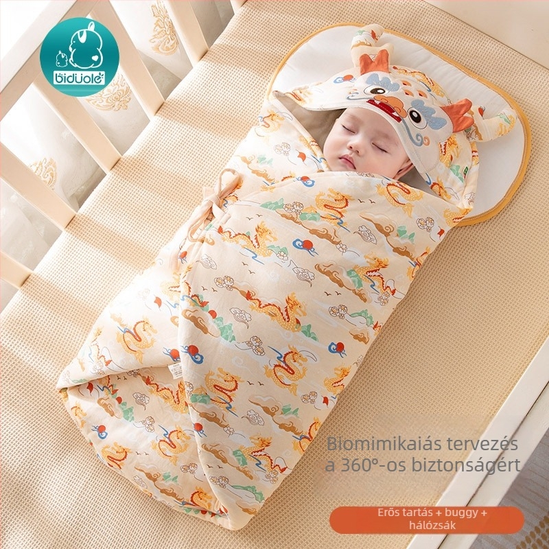 Újszülöttek hálózsák, boríték-stílus, pamut anyag & bélés 95%+, poliészter töltet, állatmintás