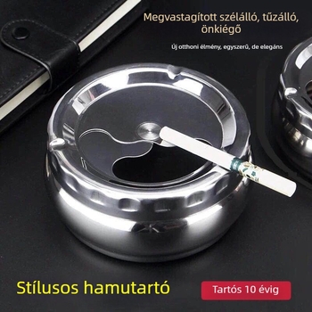 Rozsdamentes acél hamutartó fedéllel, zárható, szélálló és esésálló, gravírozott.