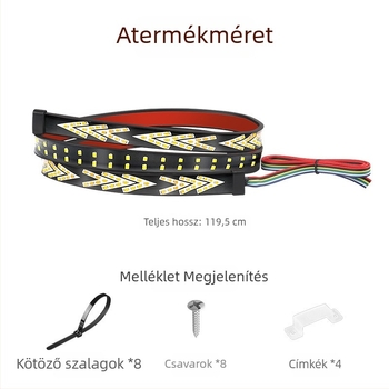 Pickup teherautó hátsó lámpa szalag folyóvíz mintával – index, féklámpa és tolató fény, több üzemmód, 10W, 12–28V, 0.1A, PVC