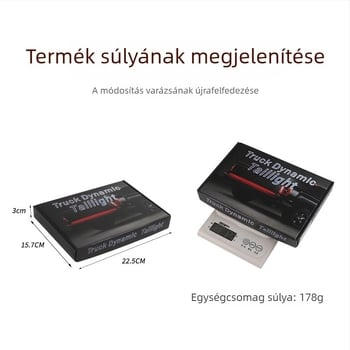 Pickup teherautó hátsó lámpa szalag folyóvíz mintával – index, féklámpa és tolató fény, több üzemmód, 10W, 12–28V, 0.1A, PVC